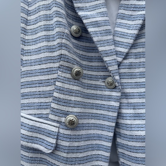 J. Jill Classic Blue and White Striped Double Breasted Blazer Size petite XS - Picture 6 of 14